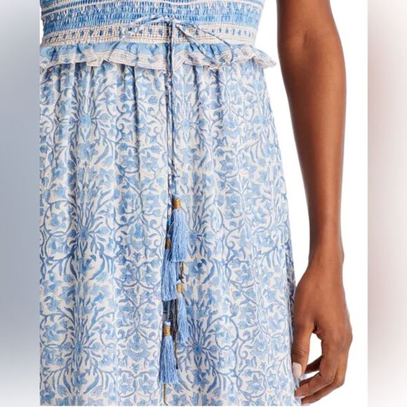 Bell Ashley Ruffled Puff Sleeve Midi Dress in Blue White, NWT, Size XL - Picture 6 of 16